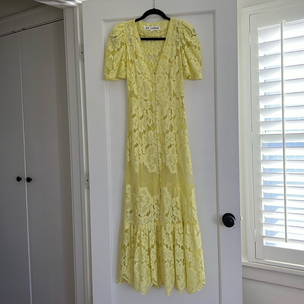 Mr. Larkin Penny May Dress, Lemon, size Small